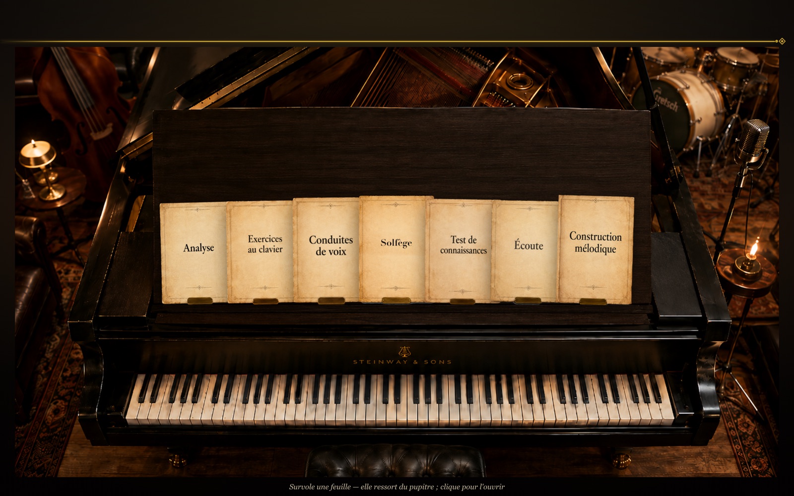 Pratiquer : les feuilles d'exercices sur le pupitre du piano